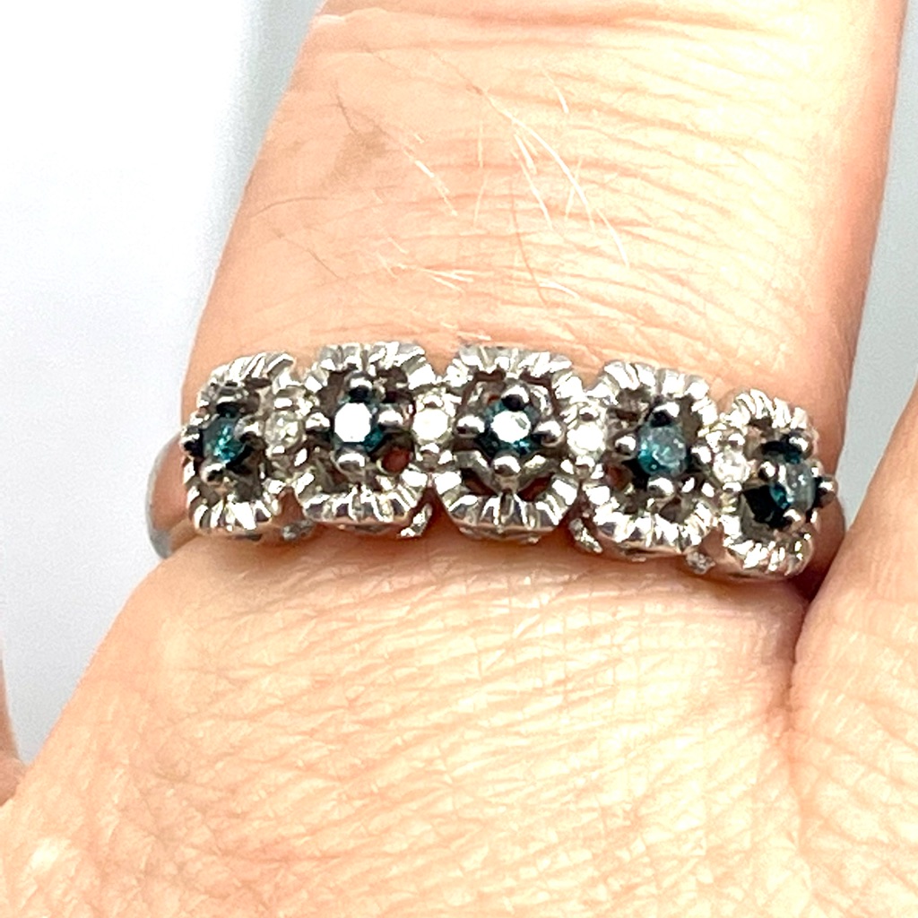 Sterling Blue Diamond Ring